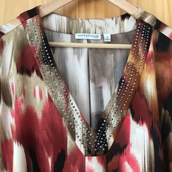 Notations Woman studded v-neck tunic plus size 1X - Picture 3 of 7
